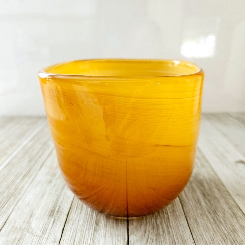 Vintage Golden Brown Hand Blown Glass Bowl Decorative Dish Planter - Picture 4 of 14
